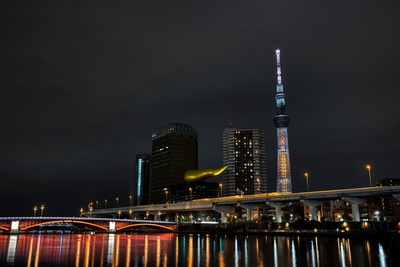 駒形橋から撮影したエヴァンゲリオン零号機