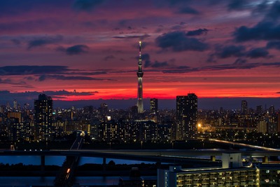 夕焼けと東京スカイツリー