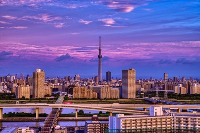 朝焼けと東京スカイツリー