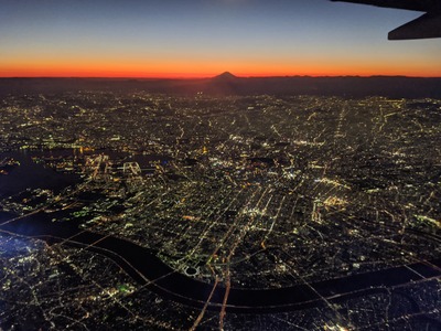 飛行機から見た東京スカイツリー夜景