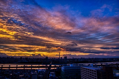 東京スカイツリーと夕焼け