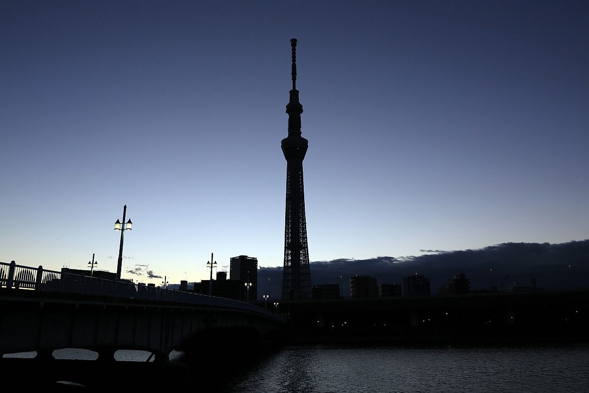 初日の出と東京スカイツリー 15年元旦 東京スカイツリー定点観測所