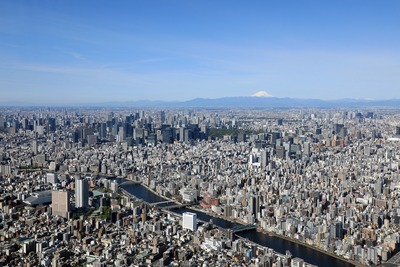 東京スカイツリーから見た富士山