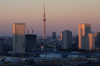 フジテレビの球体展望室「はちたま」から見た東京スカイツリー