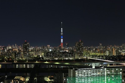 トリコロールカラーの東京スカイツリー