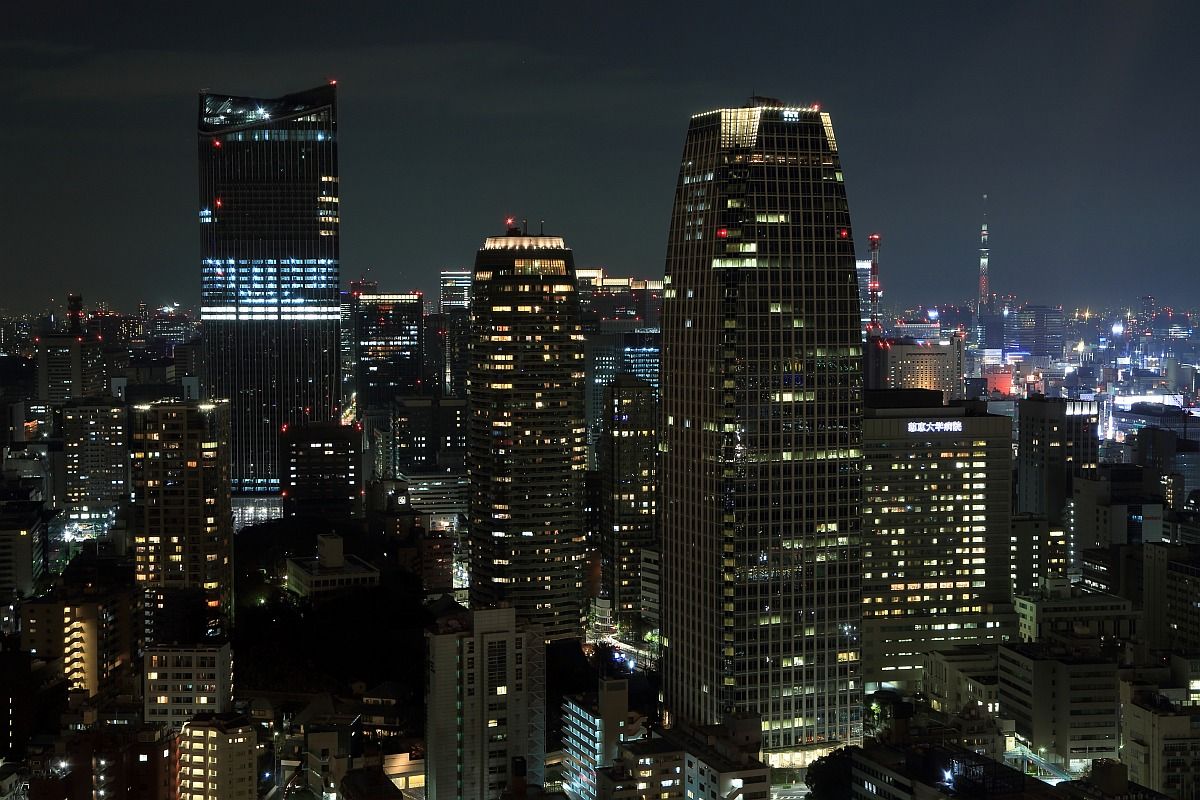 東京タワーから見た東京スカイツリー夜景 東京スカイツリー定点観測所