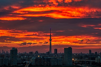 夕焼けと東京スカイツリー