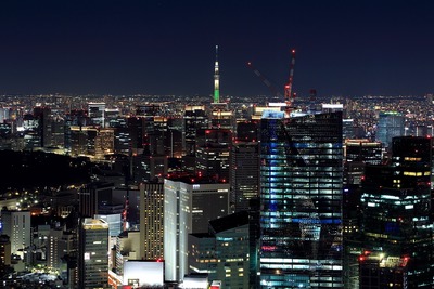 六本木ヒルズから見た東京スカイツリー夜景