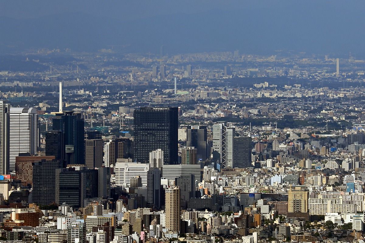 東京スカイツリーの天望回廊から見た府中と八王子 12年8月22日 東京スカイツリー定点観測所
