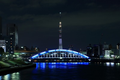 永代橋と東京スカイツリー夜景「ホワイトショコラ」