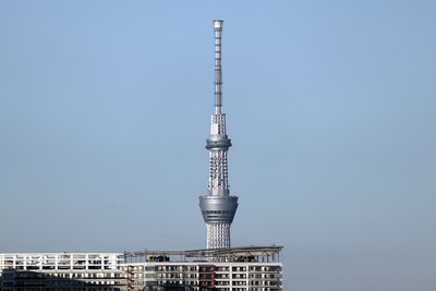 フジテレビの球体展望室から見た東京スカイツリー