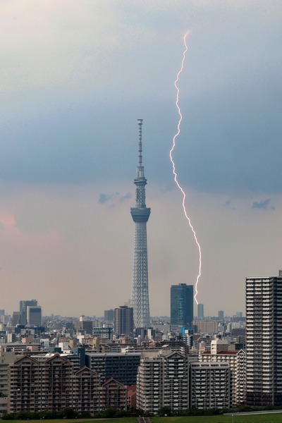 東京スカイツリーと雷
