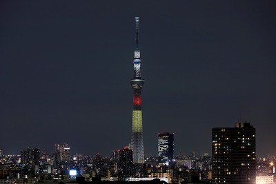 東京スカイツリー夜景「ベルギー国旗」