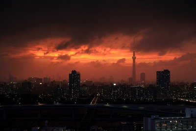 東京スカイツリー方面の夕焼け