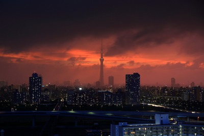 東京スカイツリー方面の夕焼け