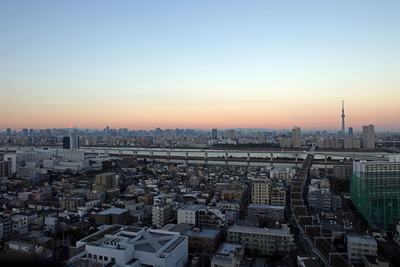 ほんのり朝焼けと東京スカイツリー