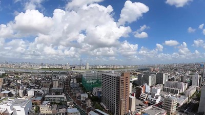 【タイムラプス】モクモク動く雲と江戸川区の街並み