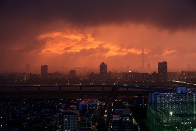 東京スカイツリー方面の夕焼け