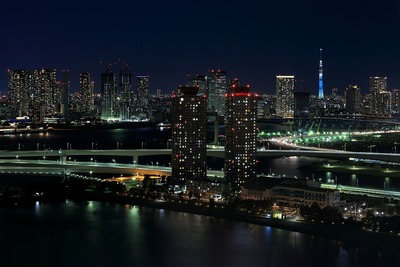 フジテレビの球体展望室「はちたま」からの夜景