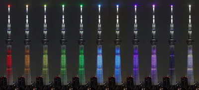 さまざまな推しのメンバーカラーをイメージした特別ライティング