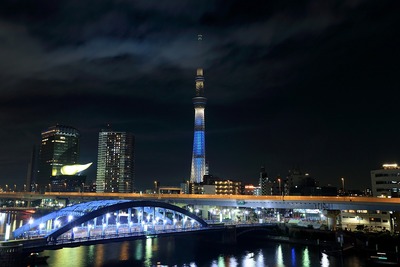花火終了後の東京スカイツリー