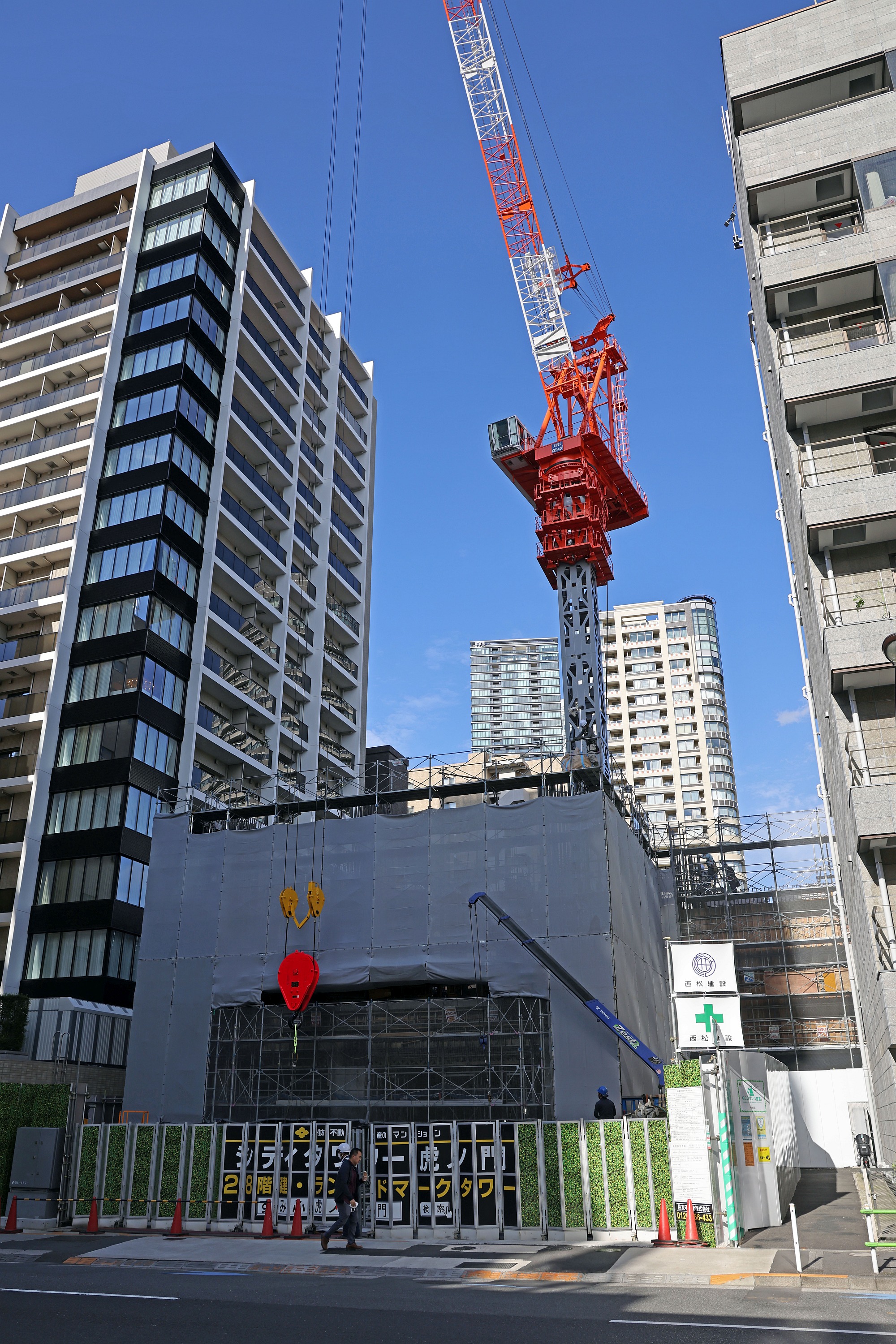 地上28階、最高高さ約104m「シティタワー虎ノ門」の建設状況！地上部の