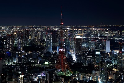 六本木ヒルズから東京タワー夜景を見る