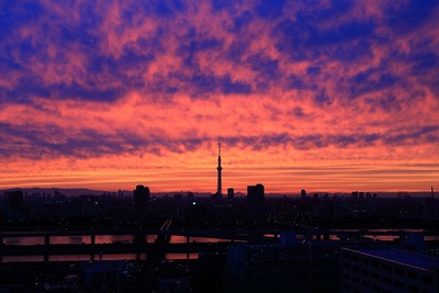 東京スカイツリー方面の夕焼け