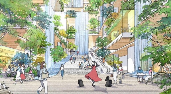 霞が関・虎ノ門地区 虎ノ門駅側から見た緑豊かなえきまち空間の様子