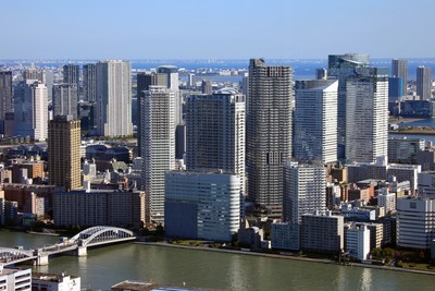 カレッタ汐留の展望室から勝どき方面の眺め