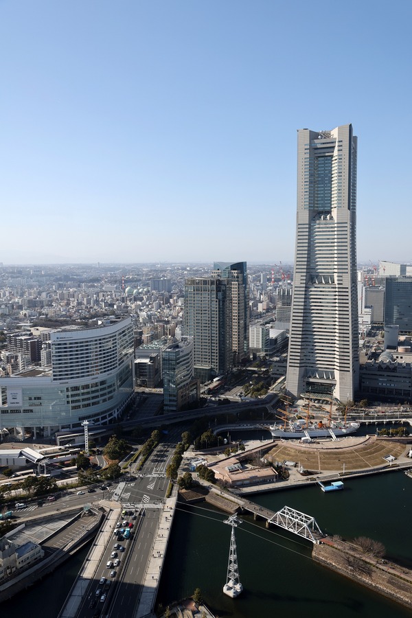 オークウッドスイーツ横浜の46階無料展望ロビーからの眺め
