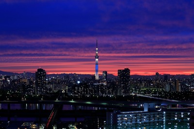東京スカイツリー方面の夕焼け