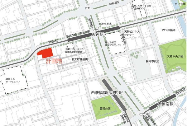 (仮称)住友生命福岡ビル・西通りビジネスセンター建替計画 位置図