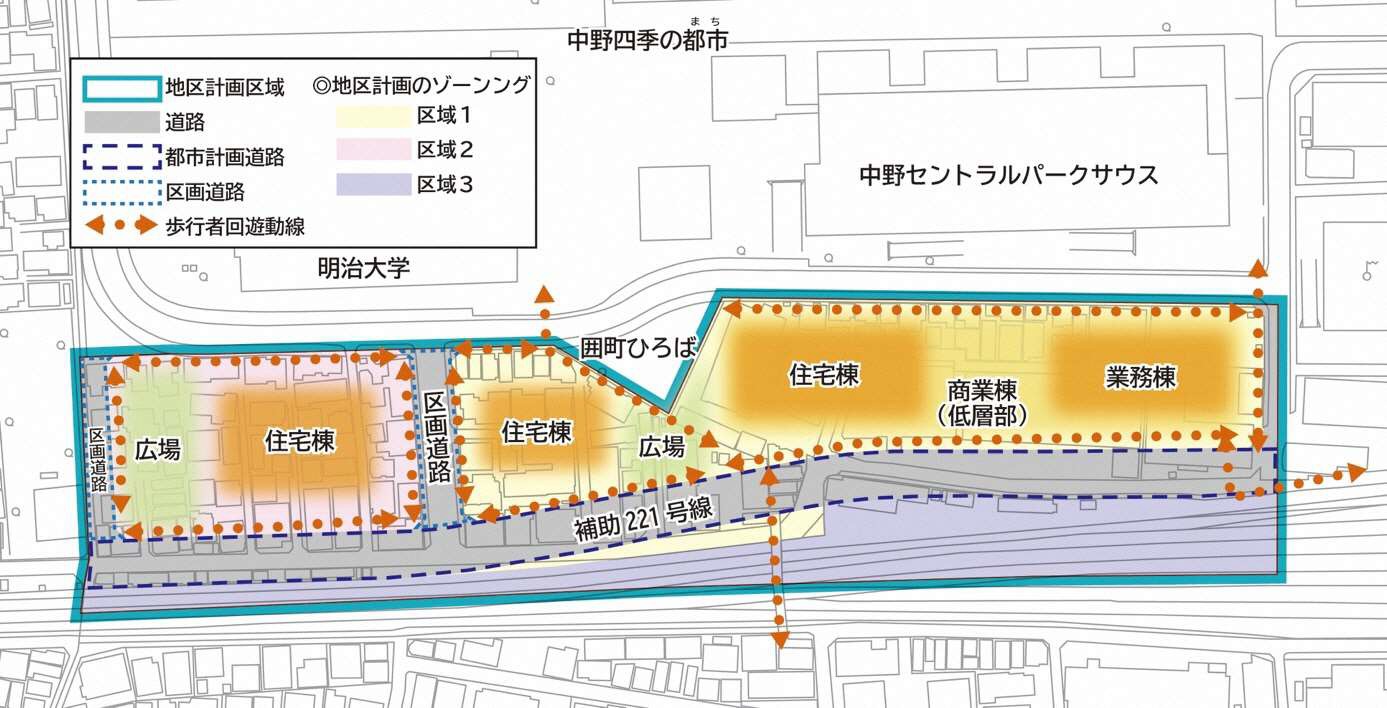 建築計画のお知らせが設置された地上25階「囲町西地区第一種市街地再