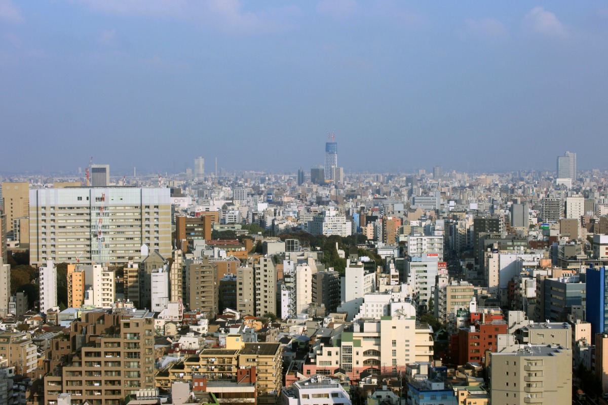 都庁と文京シビックから東京スカイツリー 超高層マンション 超高層ビル