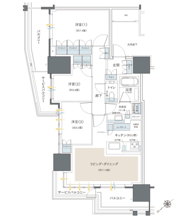 ブリリアタワー浅草柳橋 72P1タイプ