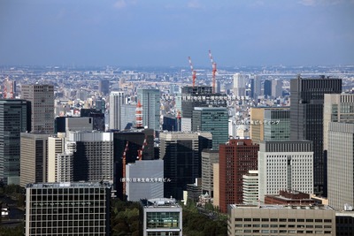 東京タワーから見た丸の内・大手町の超高層ビル群