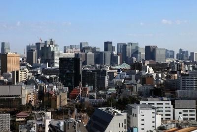 神楽坂アインスタワーから見た東京駅周辺の超高層ビル群