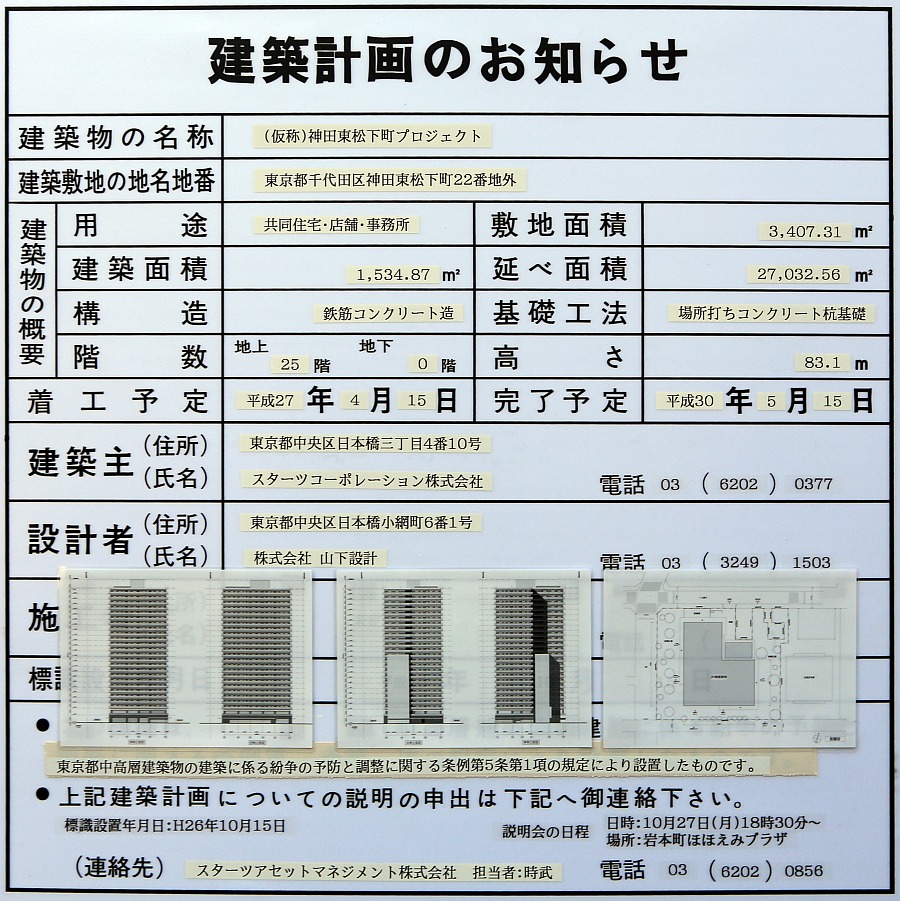 仮称)神田東松下町プロジェクトに建築計画のお知らせ。地上25階
