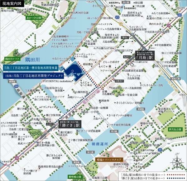 (仮称)月島三丁目北地区再開発プロジェクト 現地案内図