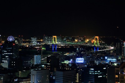 東京タワーからレインボーブリッジ方面の夜景