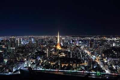 六本木ヒルズから東京タワー夜景を見る