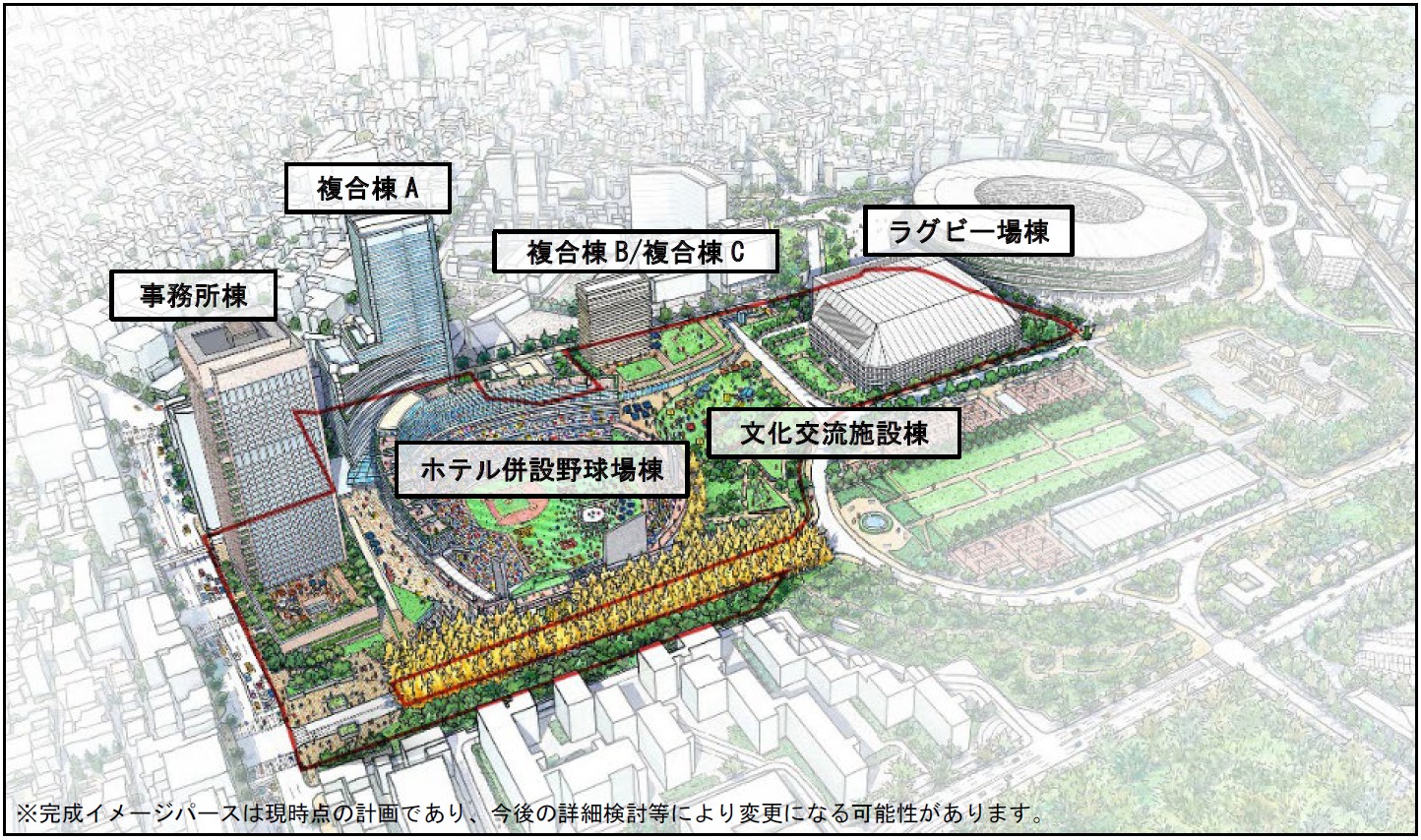 一部で解体工事が始まった「神宮外苑地区第一種市街地再開発事業