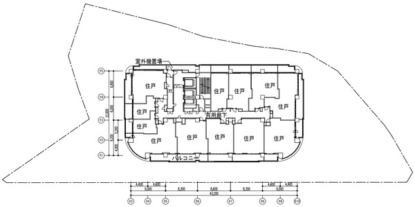 石神井公園駅南口西地区第一種市街地再開発事業 北街区 7〜9階平面図