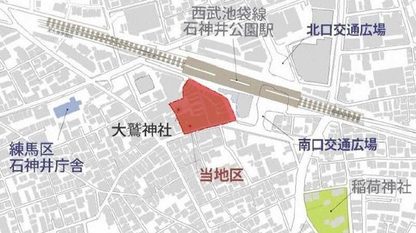 石神井公園駅南口西地区第一種市街地再開発事業 位置図