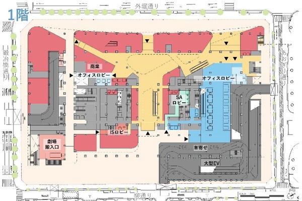 八重洲二丁目中地区第一種市街地再開発事業 1階平面図