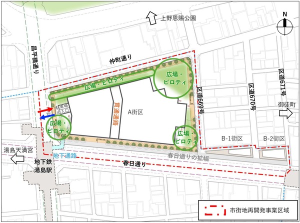 湯島三丁目地区第一種市街地再開発事業 配置図
