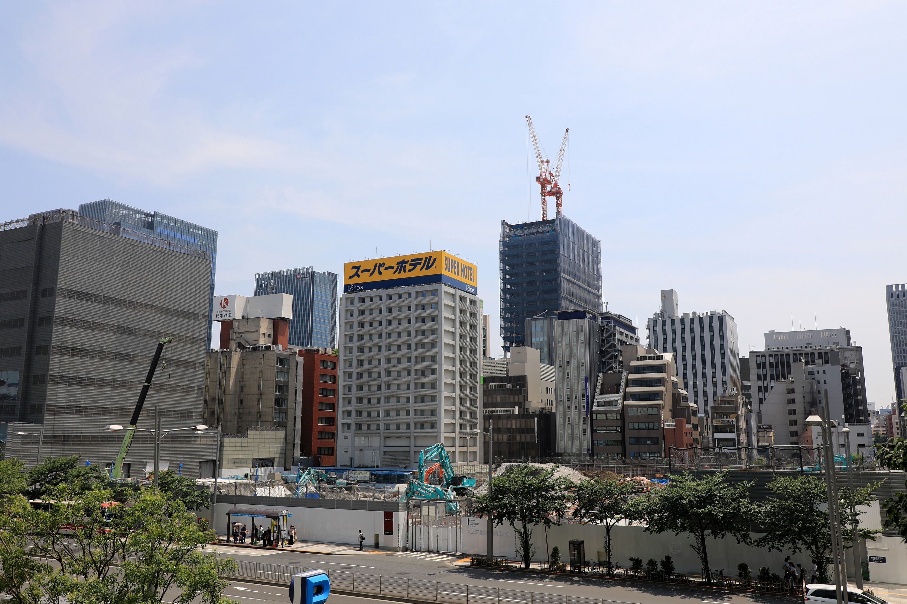 高さ約150m「京橋一丁目東地区 A街区」の建設状況（2018.8.4