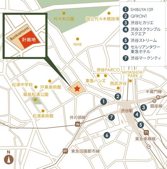 渋谷アッパー・ウエスト・プロジェクト 計画地位置図