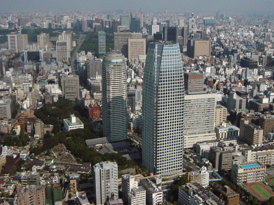東京タワーから愛宕、東京駅方面の眺め(パタパタアニメ)